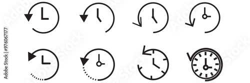 History icon set isolated on white background. History past events vector icon. Clock vector. History outline vector.