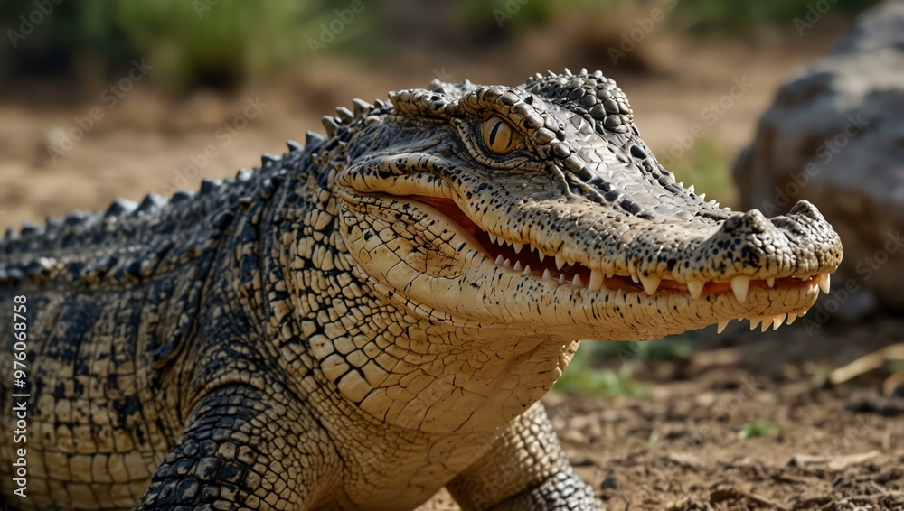 Crocodile with open mouth showing teeth Crocodile with open mouth showing teeth