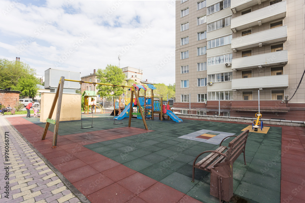children's playground on the territory of an apartment building children's playground on the territory of an apartment building
