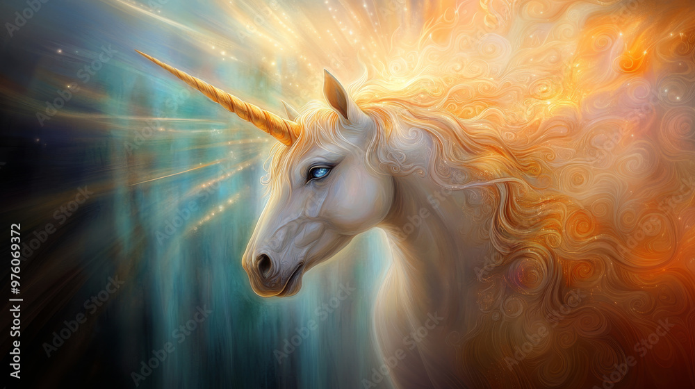 Unicorn with Flowing Mane in a Luminous, Ethereal Light
