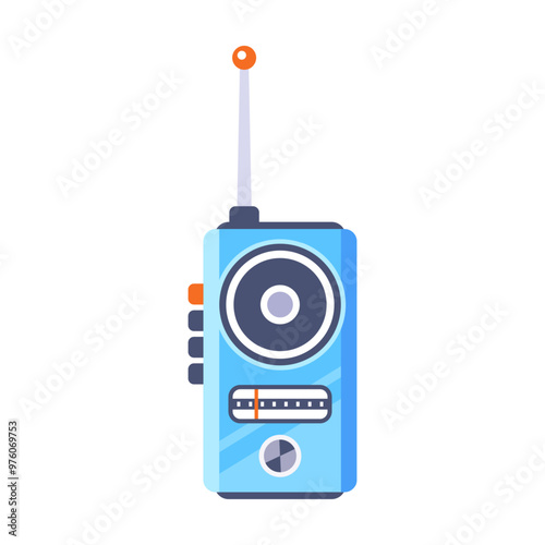 blue kids radio. portable device with antenna