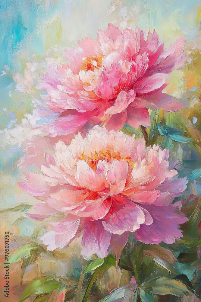 Illustration of peony flowers, A bouquet of beautiful peonies for design Illustration of peony flowers, A bouquet of beautiful peonies for design