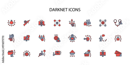 Dark web icon set.vector.Editable stroke.linear style sign for use web design,logo.Symbol illustration.