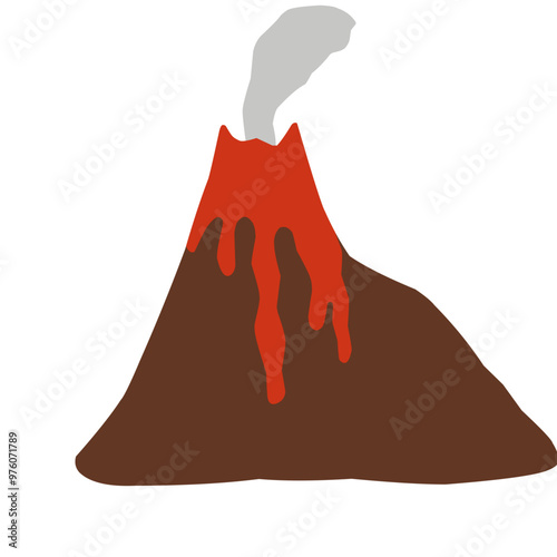 Illustration of a smoking volcano erupting
