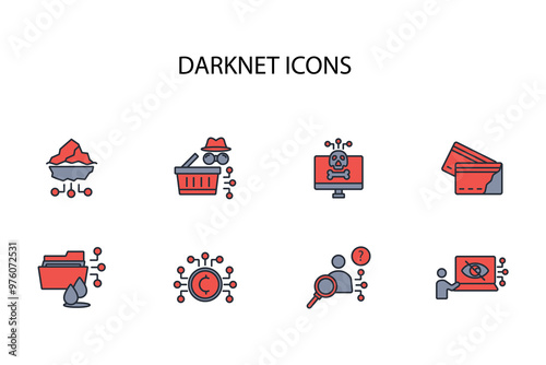Dark web icon set.vector.Editable stroke.linear style sign for use web design,logo.Symbol illustration.