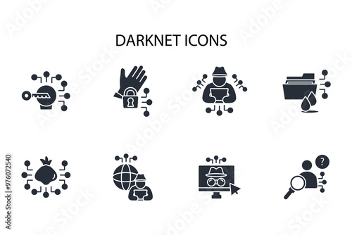 Dark web icon set.vector.Editable stroke.linear style sign for use web design,logo.Symbol illustration.