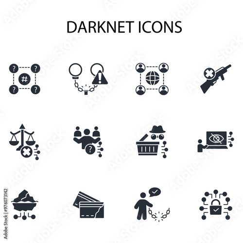 Dark web icon set.vector.Editable stroke.linear style sign for use web design,logo.Symbol illustration.