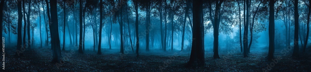 background with fog in the forest background with fog in the forest
