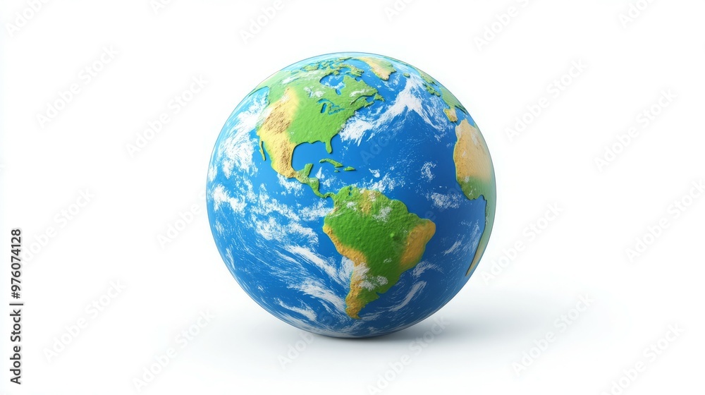 Fototapeta premium A colorful 3D rendering of the Earth, with the Americas in focus.