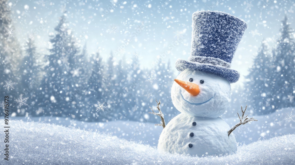Smiling Snowman in Winter Wonderland Smiling Snowman in Winter Wonderland