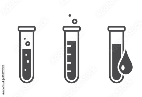 test tube icons. medical and microbiology laboratory symbols. isolated vector images in simple style