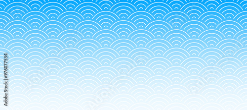 Blue chinese traditional oriental ornament background, blue clouds pattern seamless, Chinese new year decor banner