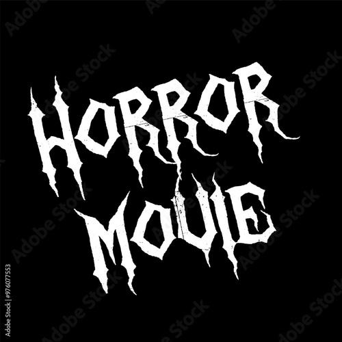horror movie text calligraphy party celebration invitation. Vector image on black background.