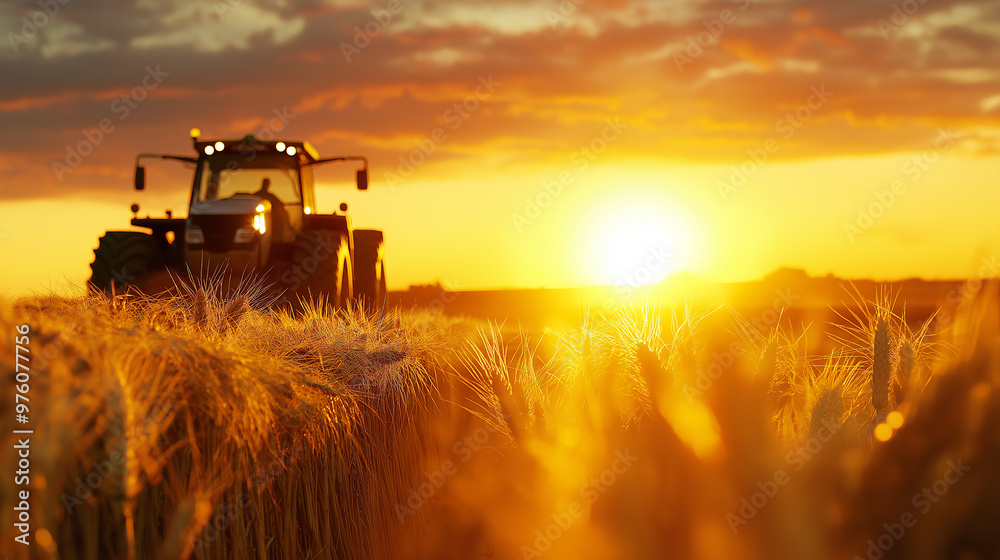 Fototapeta premium The setting sun brings warmth and gratitude, as the harvest symbolizes the fruits of hard work and dedication to the community