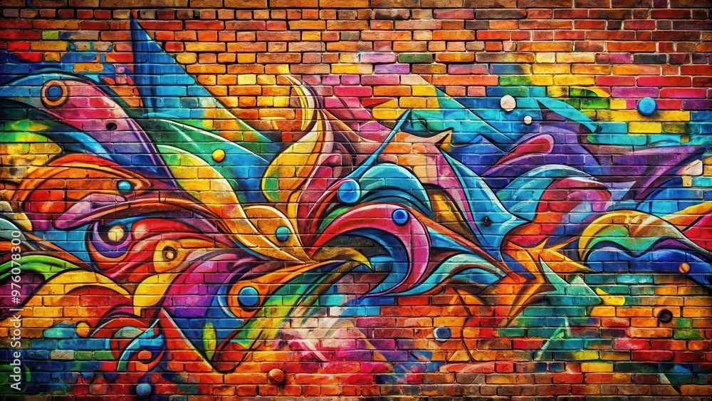 Detailed graffiti artwork on a brick wall with vibrant colors and intricate designs Detailed graffiti artwork on a brick wall with vibrant colors and intricate designs