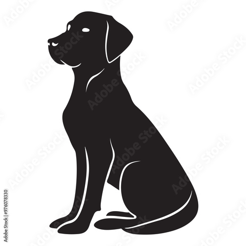 Labrador Retriever silhouette portrait, Dog silhouette Dog paw silhouette Dog face Sitting dog silhouette