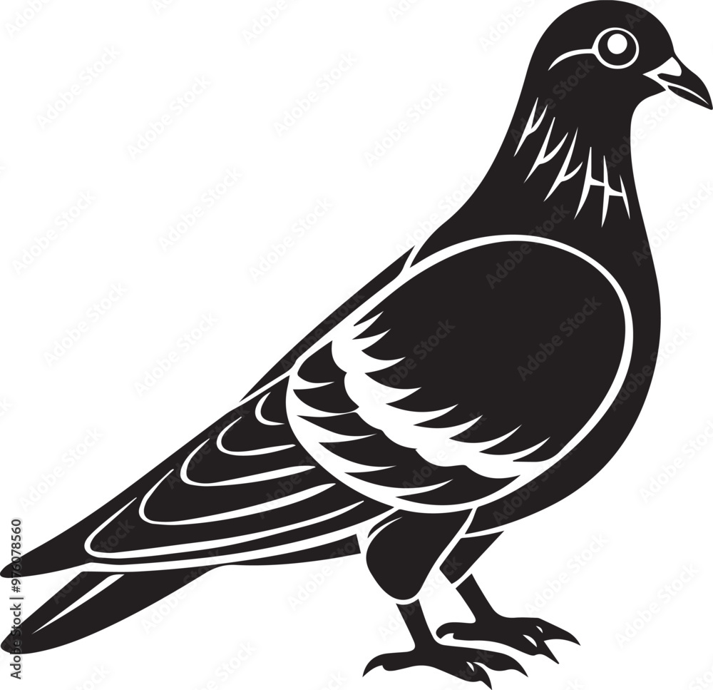 Obraz premium pigeon silhouette vector white background.