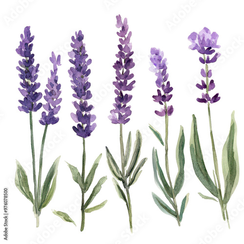 Beautiful lavender flowers arranged in a delicate, artistic display, perfect for adding a touch of nature to any design.