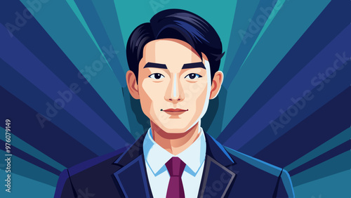 Korean Male Model Vector Illustration, Stylish Asian Man in Casual Wear, Modern Korean Fashion
