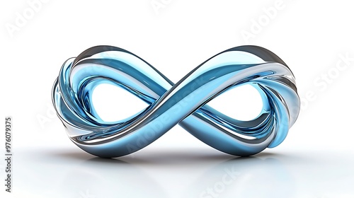 A blue infinity symbol stretches infinitely in an abstract 3D design. photo