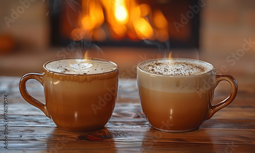 Cozy Coffee by the Fireplace photo