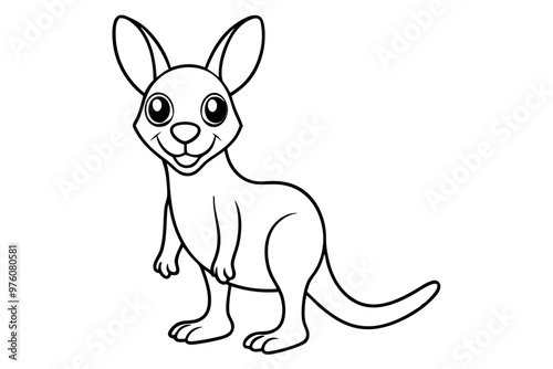 A kangaroo stands vector line art illustration