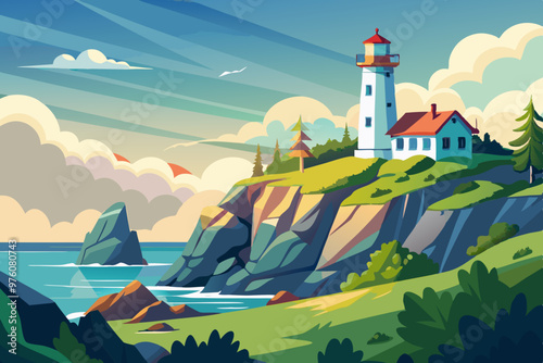 A vector illustration of a lighthouse