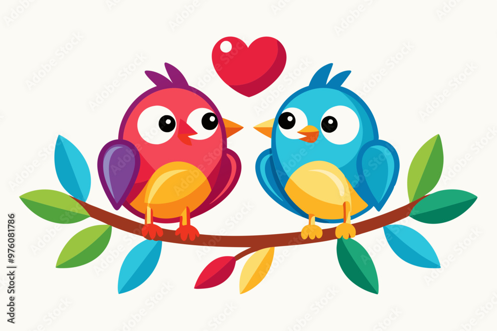 A vector illustration of two love birds 