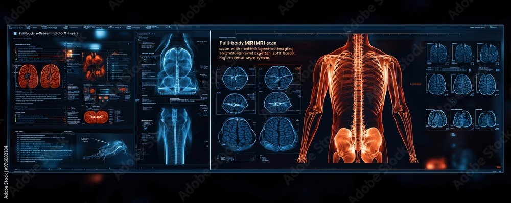 body MRI scan with segmented layers and high Biology Diagrams