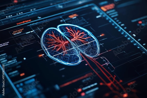 Wallpaper Mural "Detailed MRI brain scan with vivid neural pathways highlighted, futuristic precision imaging technology in high resolution," MRI technology, medical imaging precision Torontodigital.ca