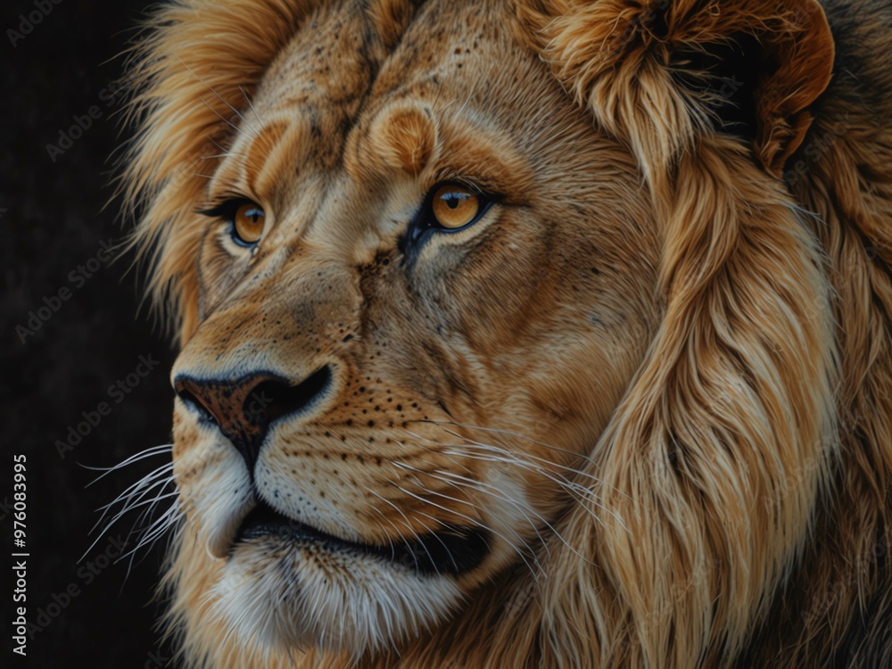 Elegant pencil drawing capturing the beauty of a lion’s face. Elegant pencil drawing capturing the beauty of a lion’s face.
