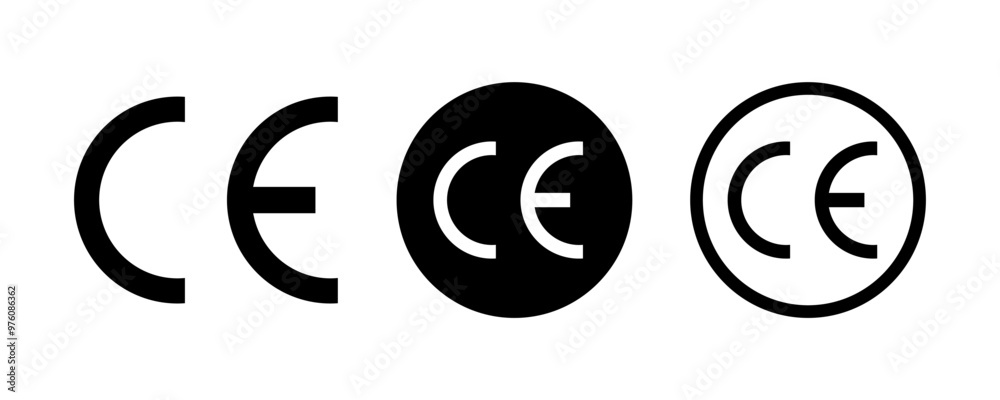 CE set icons, line and solid style CE set icons, line and solid style