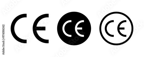 CE set icons, line and solid style