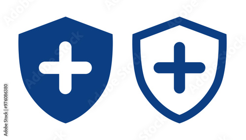 Health insurance icon, Insurance health, medical health protection shield with cross set icons, healthcare medicine protected guard shield concept