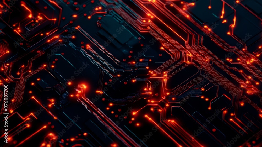 Abstract AI Circuit Board Digital Art with glowing lines, representing technology, data, innovation, future, and progress. Abstract AI Circuit Board Digital Art with glowing lines, representing technology, data, innovation, future, and progress.