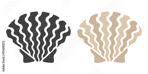 Vector set icons of sea shells in flat style. Geometric marine shell.