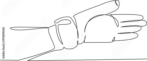 One continuous single drawing line art flat doodle  pain, bandage, hand, arm, medicine, fracture, injury, patient, person, medicals. Isolated image hand draw contour on a white background
