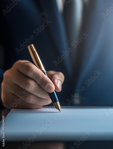 Hand Signing Contract with Gold Pen