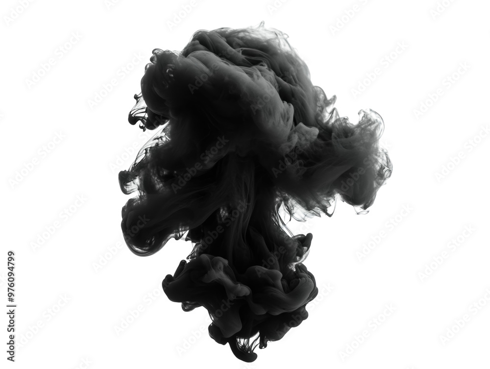 Black ink cloud swirling in water isolated on white background. PNG transparent. Black ink cloud swirling in water isolated on white background. PNG transparent.
