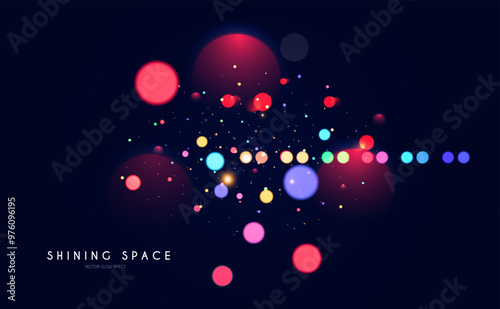 Bokeh colorful light effect. Blur light design. Confetti and holiday firecracker rainbow color effect. Christmas party design