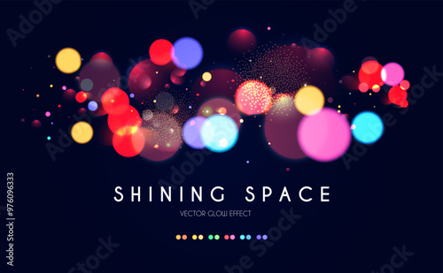 Bokeh colorful light effect. Blur light design. Confetti and holiday firecracker rainbow color effect. Christmas party design