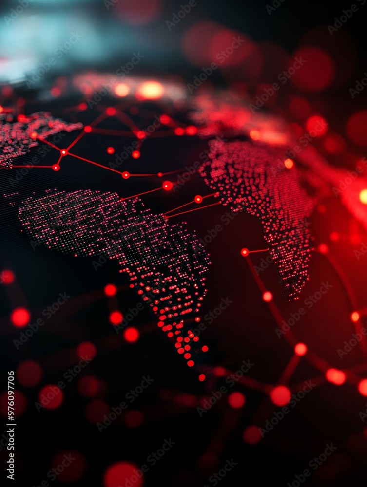 Global Network Connectivity: A Digital World Map with Red Dots ...