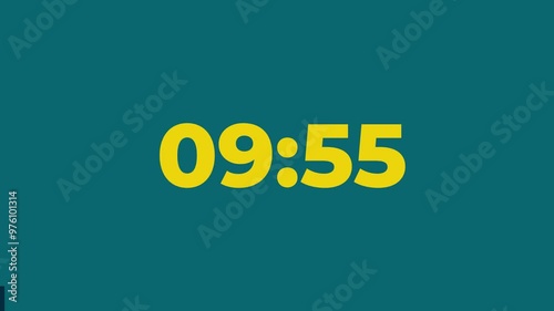 10 Minutes Countdown Timer, yellow numbers on a green background	

