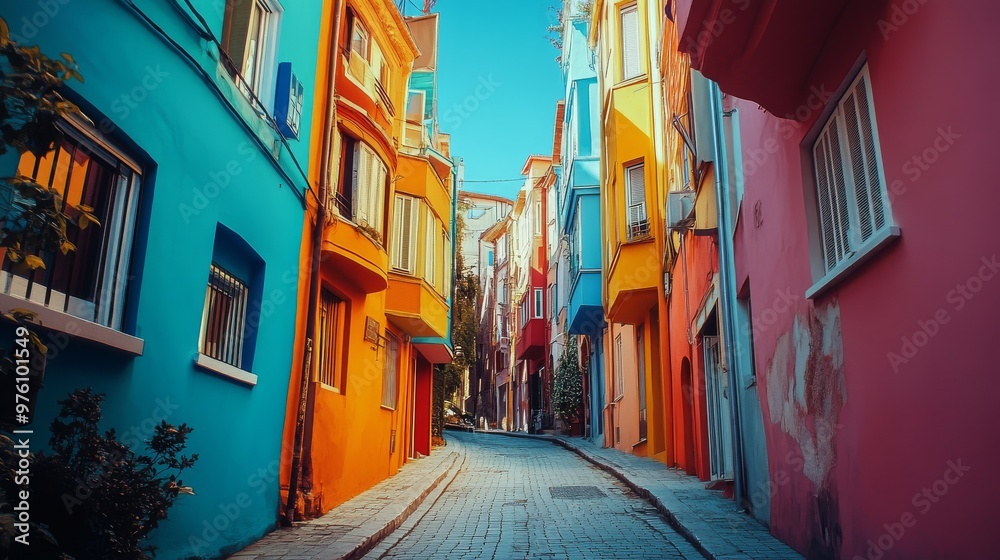 Fototapeta premium colored houses in top of each ather 