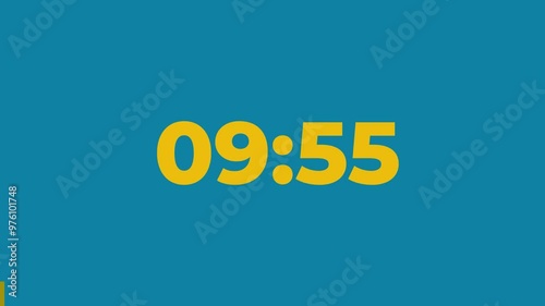 10 Minutes Countdown Timer, Yellow numbers on blue background		
