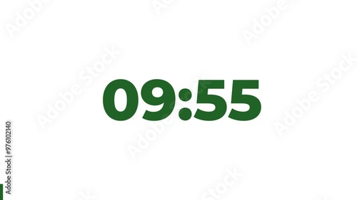 10 Minutes Countdown Timer, Green numbers on White background	
