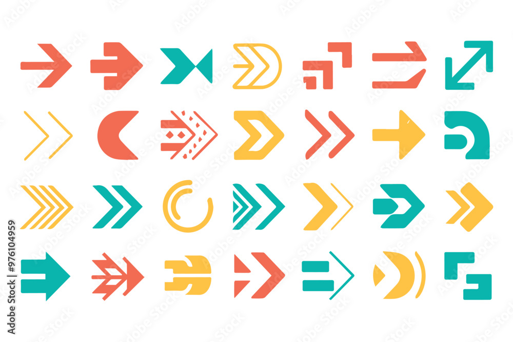 Arrows icon set isolated pointer vector design elements on white background Arrows icon set isolated pointer vector design elements on white background