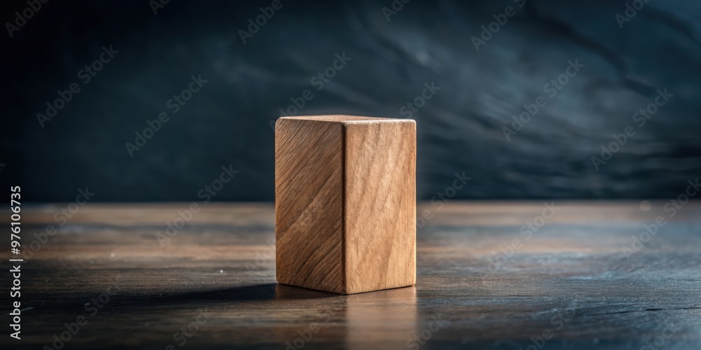 Closeup of a single wooden block from a dark tone tower