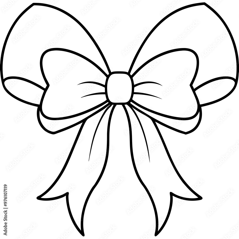 A large, decorative bow with detailed loops and ribbon tails vector A large, decorative bow with detailed loops and ribbon tails vector