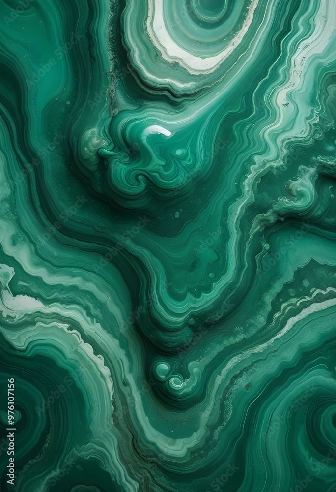 Textured malachite slab displaying swirling patterns of green and black, placed on a wooden surface to provide contrast and warmth to the image., navy blue, white and bold yellow color scheme, golden Textured malachite slab displaying swirling patterns of green and black, placed on a wooden surface to provide contrast and warmth to the image., navy blue, white and bold yellow color scheme, golden